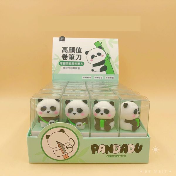 Spitzer 24 Stcs/Los Kawaii Panda Bleistift Schärfer Süßes Tierstift Planer Schreibwaren School Office Supplies Stapffeicherung