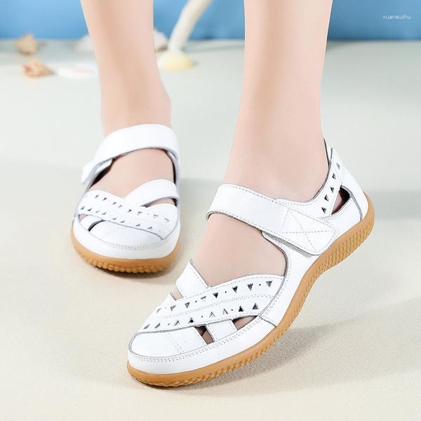 Sandalen BCEBYL Mode Damen Sommer Cool Beach Hollow White Elegante flache lässige Müßiggänger Walking Sneakers Zapatos de Mujer