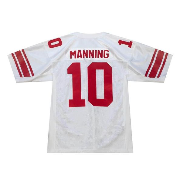 Costurado Futebol Jersey 10 Eli Manning 2007 Branco Retro Rugby Jerseys Homens Mulheres Juventude S-6XL