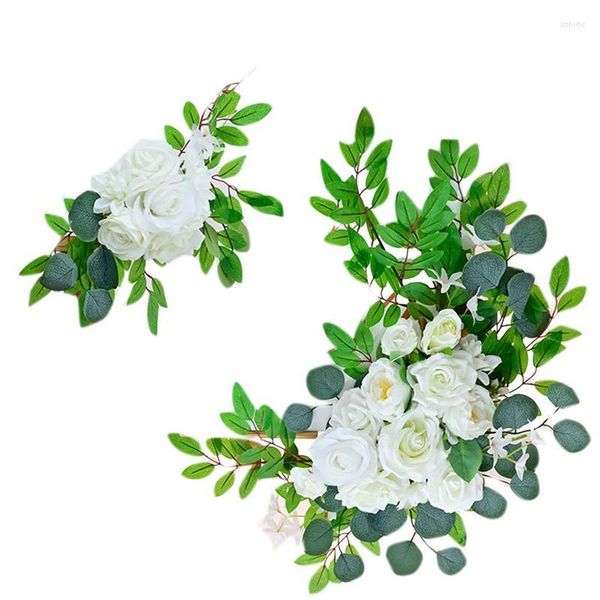 Flores decorativas artificiais, simulação de arco de casamento, decoração de decoração para cerimônia de parede de porta de lintel