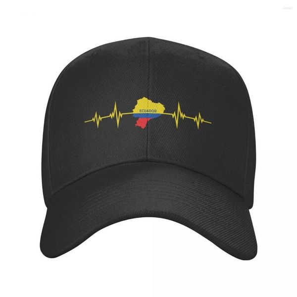 Bonés Bola Personalizado Batimentos Cardíacos Mapa Equatoriano Bandeira Boné de Beisebol Hip Hop Ajustável Equador Orgulhoso Pai Chapéu Mola Snapback