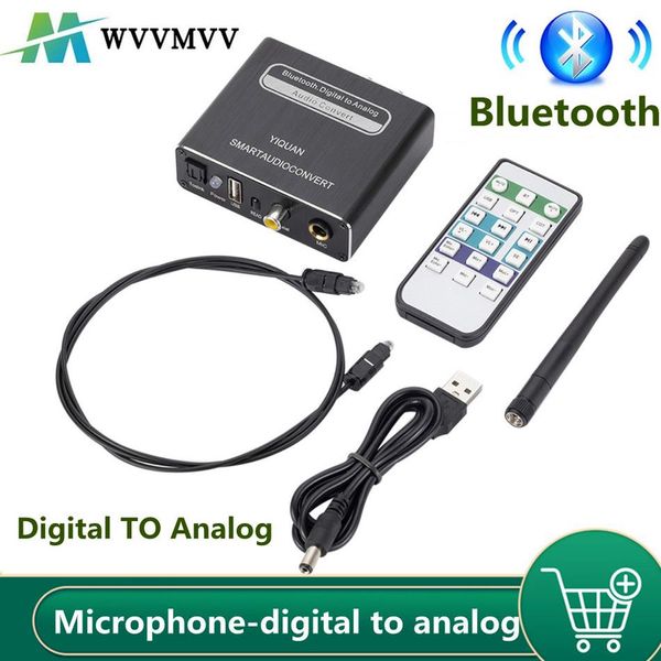 Amplificadores Wvvmvv Bluetooth 5.0 Compatível Dac Digital para Analógico Conversor de Áudio Adaptador Reprodução Microfone Controle Remoto Decodificador de Áudio