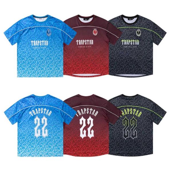 Trapstar T-Shirts Herren Fußballtrikot T-Shirt Damen Sommer Lässig Lose Schnelltrocknend T-Shirts Kurzarm Tops Motion Design 257ess