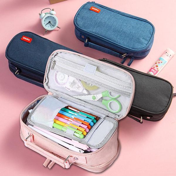 Taschen Bleistiftkoffer Kosmetikbeutel für Erwachsene Schreibwarengeschäfte modische Schulfall 3 Fächer Kawaii Box Big Case Back to School