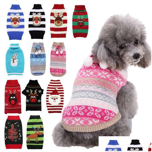 Abbigliamento per cani Maglione natalizio lavorato a maglia Gilet per gatti Cani Cuccioli Caldo inverno Primavera Cappotto per animali domestici Xxs-Xxl Drop Delivery Home Garden Supplie Dhbej