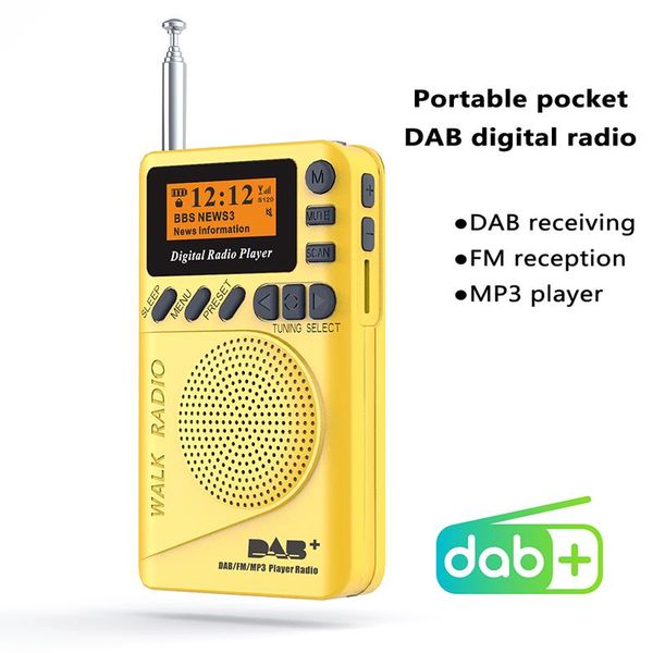 Rádio portátil dab/dab + receptor de rádio fm digital alto-falante display lcd suporte tf mp3 reprodução alto-falante de rádio com bateria recarregável