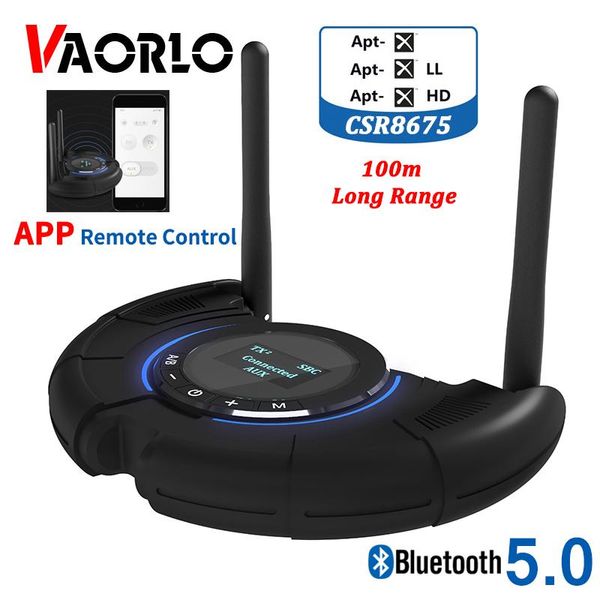 Connettori Trasmettitore ricevitore audio Bluetooth a lungo raggio da 100 m per controllo app TV Aptx Hd a bassa latenza Spdif Optica Aux adattatore wireless