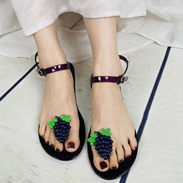 Sandalet Kızlar Temizle Mor Turuncu Arı Toka Kayış PVC Jöle Ayakkabı 36-41 25 CM Ayak Uzunluğu Yaz Thongs Meyve Düşük Fiyat Zoris