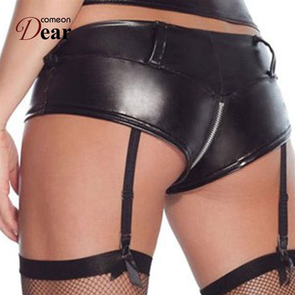 Comeondear PA5137 Donne Sexy Plus Size Reggicalze Calze Cerniera Bretelle Porte Jarretelles Sexy Faux Leather Latex Giarrettiera2856