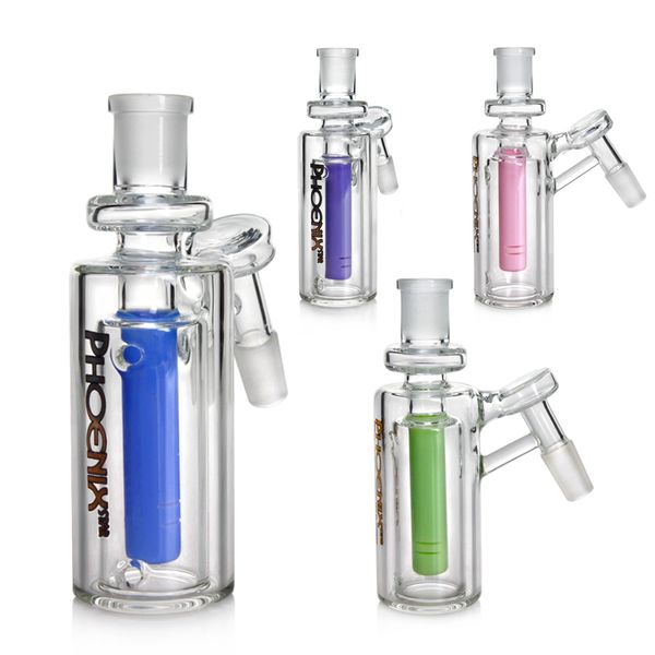 Apanhador de cinzas de vidro 45 graus 14mm 90 graus 18mm Camadas duplas Ashcatcher de vidro para apanhador de água de bong de vidro de vidro