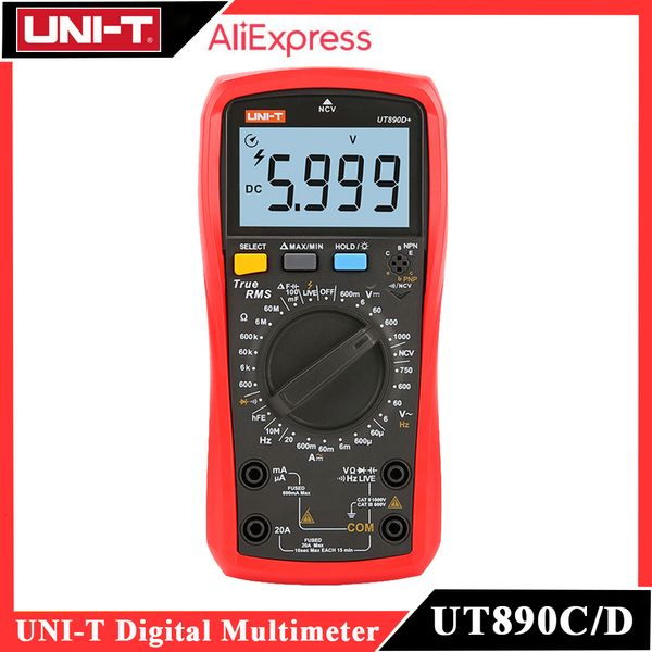 Multimetri UNI-T UT890C UT890D Plus Multimetro digitale professionale AC DC Amperometro Voltmetro Resistenza Capacità Misuratore di frequenza 230629