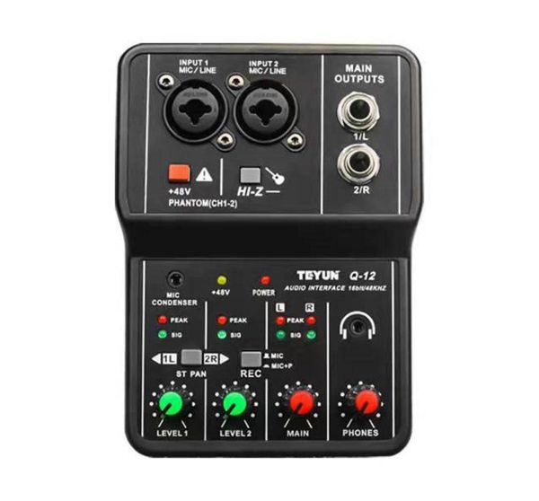 Amplificatori Teyun Q12 Scheda audio Mixer audio Scheda audio Console Scrivania Interfaccia di sistema Alimentazione stereo a 4 canali 48 V (spina americana)