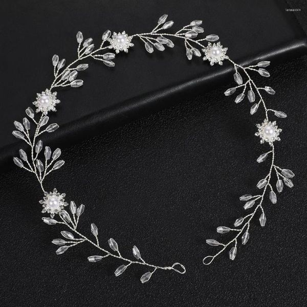 Haarspangen Braut Hochzeit Stirnbänder Gold/Silber Farbe Metall Blume Haarbänder Kristall Kopfbedeckung Perlen Kopfschmuck Frauen Party Kopfschmuck