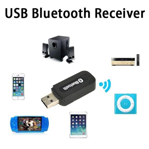 Connettori all'ingrosso 10 pezzi / lotto Kit dongle ricevitore musicale Bluetooth wireless USB portatile con cavo audio da 3,5 mm per altoparlante Aux Iphone5 6