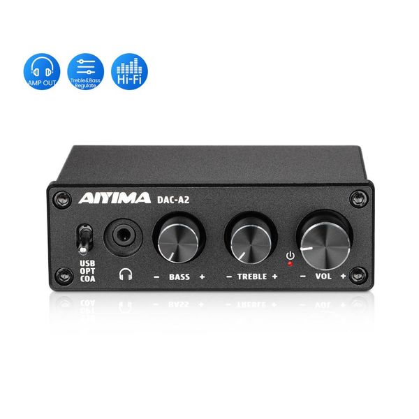 Усилители Aiyima Audio Dac A2 Декодер Усилитель звука Цифро-аналоговый аудиоконвертер Mini Hi-Fi 2,0 Домашний кинотеатр USB Коаксиальный Оптический