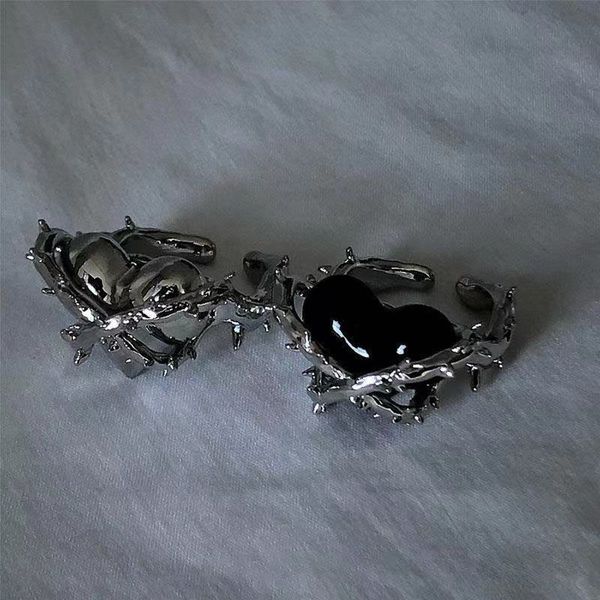 Cluster Ringe Mode Kreative Punk Gothic Dornen Liebe Herz Vintage Offen Für Frauen Party Schmuck Verlobung Hochzeit Geschenk 230630