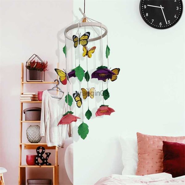 Fatto a mano Farfalla Fiore Campanelli eolici Baby Sonaglio Culla Mobile Giocattolo Letto Campana Ciondolo appeso Camera dei bambini Nursery Decorazione della casa L230626