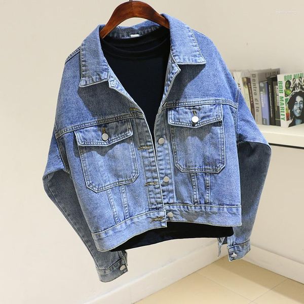 Giacche da donna Vintage Blue Batwing Sleeve Short Denim Women Casual Capispalla allentata Chaqueta Mujer Harajuku Jeans Jacket Coat Donna