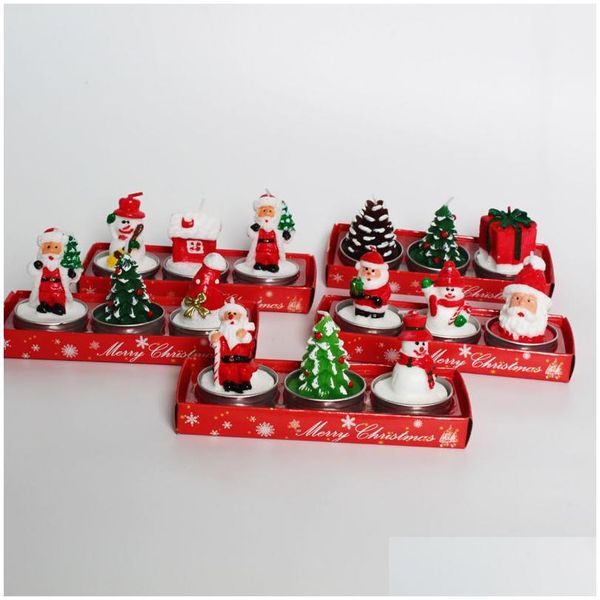 Candele Tealight natalizie Fatte a mano Babbo Natale Pupazzo di neve Pigne Scarpe Regali Natale Decorazione domestica Drop Delivery Garden Dhwn4