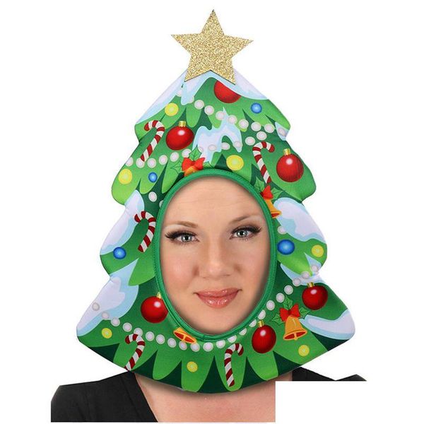 Decorazioni natalizie Cappello divertente Albero Pupazzo di neve Biscotto Stberry Pizza Accessorio Cosplay Cappelli Carnevale Festa di Capodanno Drop Delivery Home Dhwxq