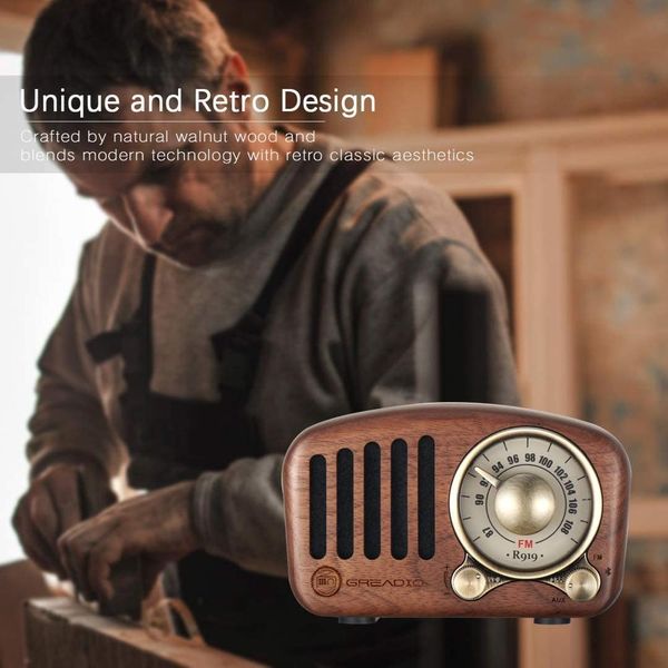 Lautsprecher Radio Retro Bluetooth-Lautsprecher Walnussholz UKW-Radio mit altmodischem klassischen Stil, unterstützt TF-Karte, MP3-Player, laute Lautstärke