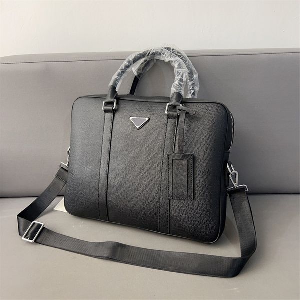 Designer-Laptoptasche, Herrentasche, Aktentasche, klassisches Rindsleder, 38 cm, schwarze Leder-Einkaufstasche, Leder-Aktentaschen für Herren, Damen-Umhängetaschen, Computertaschen-Designer