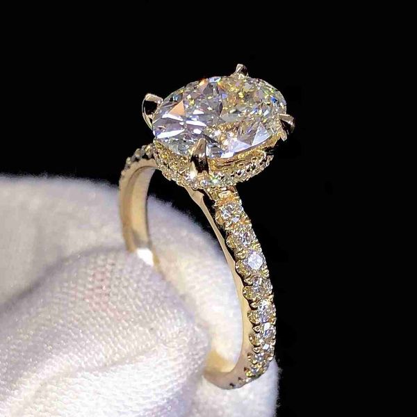 T GG T GG Venda quente Ouro real 9K 14K 18K S925 Conjunto de anéis de casamento de noivado de prata Corte oval Anéis de noivado de diamante estilo mais recente Moissanite Jóias Pérola Acessórios de ouro