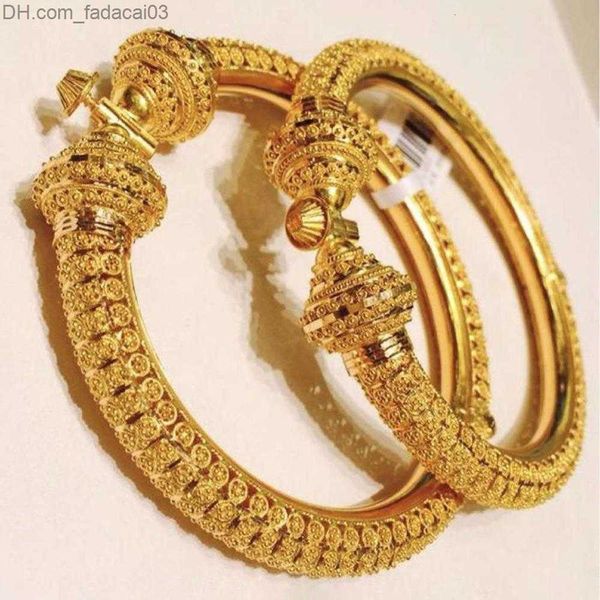 Bangle Bangle 24k Luxury wedding Dubai Bangles Braccialetti color oro per le donne Ragazze Wedding Bride India Bangles Bracciali Gioielli regalo può aprire 230519 Z230630