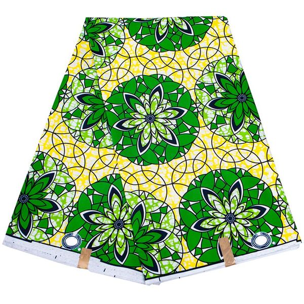 Зеленая цветочная африканская ткань Высококачественная 100% полиэфир гарантированная реальная восковая ткань для шитья 330o