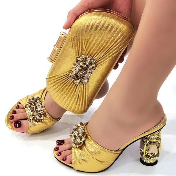 Boots Doers, como sapatos africanos e combinações de bolsas com o Gold Hot Selling Women Italian Shoes e Bag Set for Party Wedding Hzx11