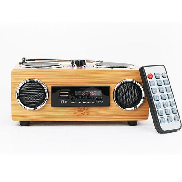 Radyo Retro Vintage Radyo Süper Bas FM Radyo Bambu Multimedya Hoparlör MP3 çalar Destek TF Kart ile Klasik Alıcı USB