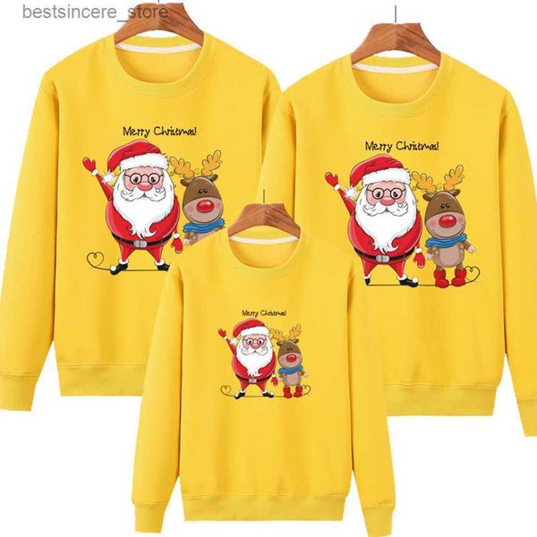 Moletons Vermelhos de Natal Top Crianças Pai Quente Interior Exterior Manga Longa Suéter Traje Desenhos Animados Membro da Família Combinando Roupas L230522