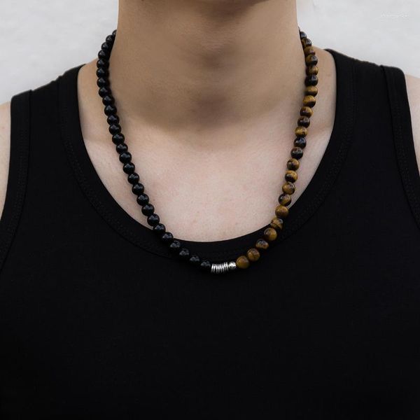 Halsband Mode Bunte Kristall Perlen Halskette Männer Kreative Runde Taste Splice Hip Hop Punk Kette Kleidung Zubehör Schmuck