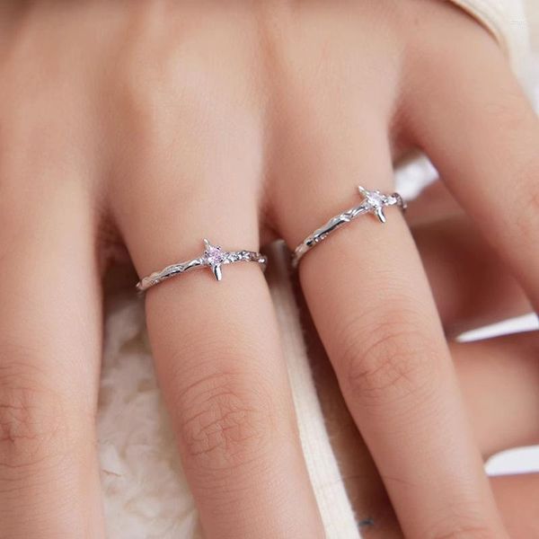 Cluster Rings VENTFILLE 925 Sterling Silve Zircon Star Líquido Lava Ring For Women Girl Presente Irregular Temperament Cute Jewelry Drop