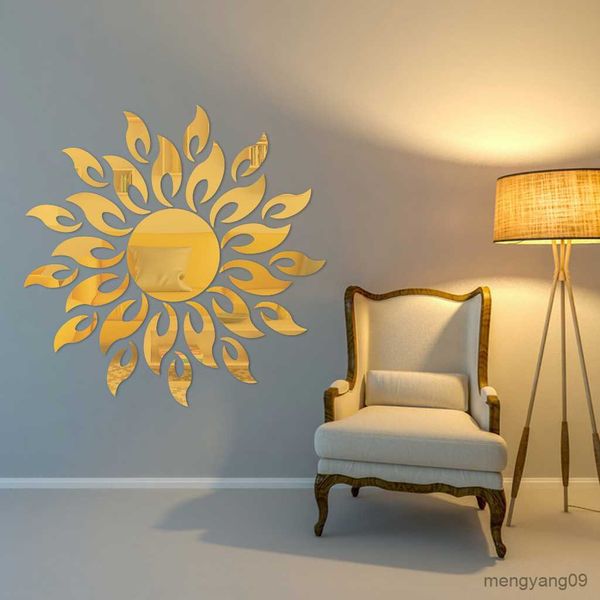 Altro Home Decor Mirror Sun Flower room decor Art Adesivo rimovibile Decalcomania murale Decorazione della stanza per la casa R230630