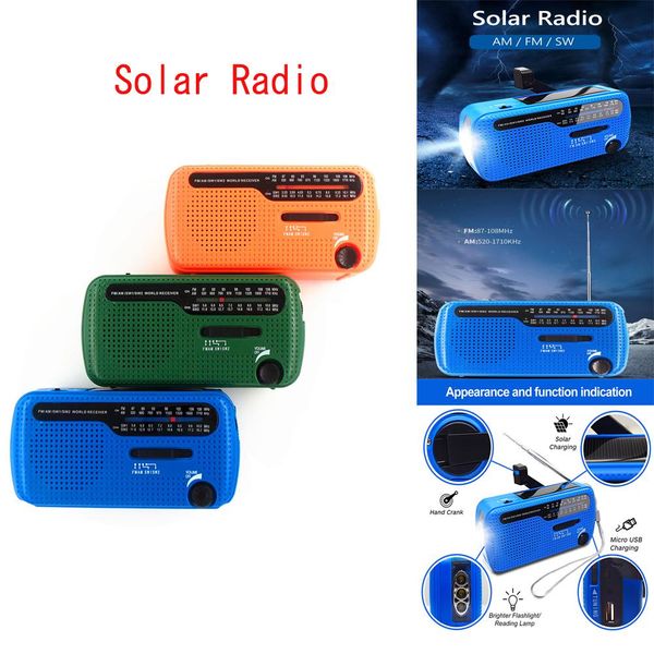 RADIO SOLAR SOLAR EFFERMENTO MEMENTICO CRANK RADIO CRANK RADIO DYNAMO 1200MAH LED TORCO SOS ALLARME ALLINE ALLA CANCHE SOLAR CRANK RADIO PORTATALE