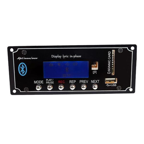 Placa de decodificador de rádio, módulo de placa de decodificação bluetooth mp3 suporte fm rádio usb tf aux display letras