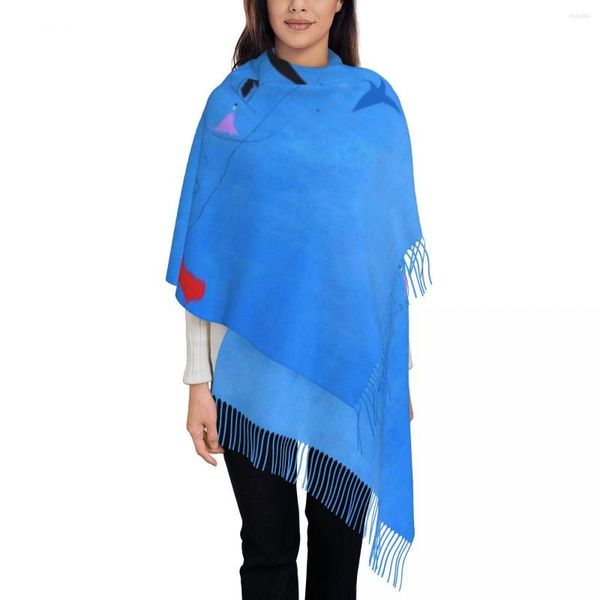 Sciarpe Pittura Stella Blu Di Joan Miro Sciarpa Per Donna Moda Inverno Autunno Scialle Avvolge Nappa Arte Astratta