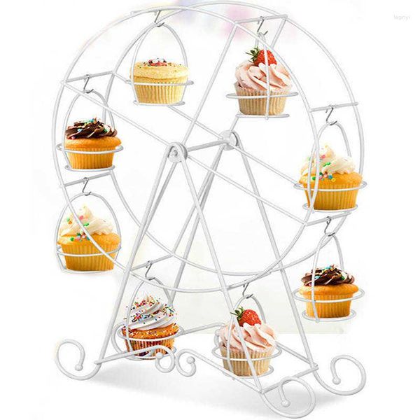 Utensílios de panificação Roda gigante giratória Suporte de cupcake de aço inoxidável 8 xícaras Sobremesa Suporte de exibição para restaurantes Festa temática