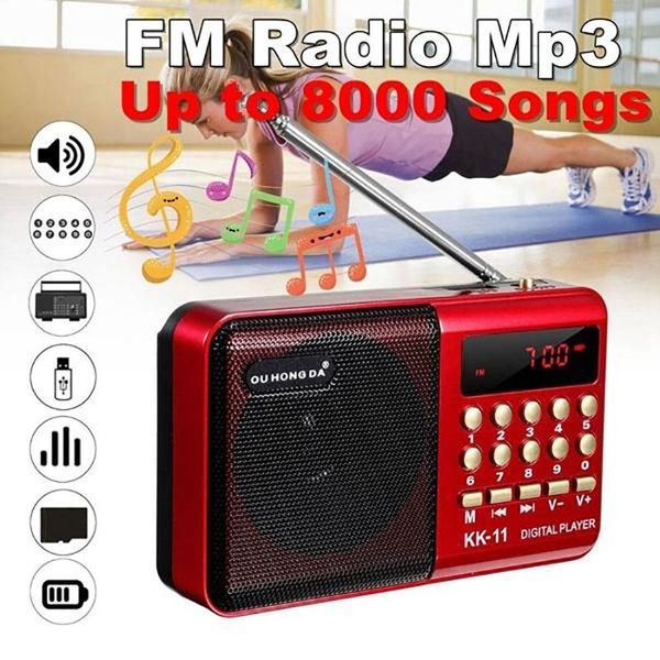 Radyo Radyo FM Şarj Edilebilir Mini Taşınabilir Radyo Elde Taşınması Dijital Destekler Mikro SD/TF Kart USB Drive FM AUX MP3 Pansiyon Hoparlör