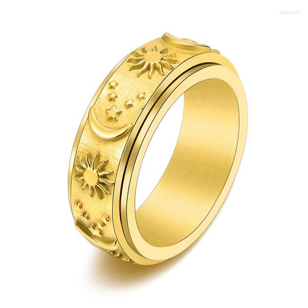 Rings de cluster masculino estrela de aço estrela fria rotatável para masculino namorado marido