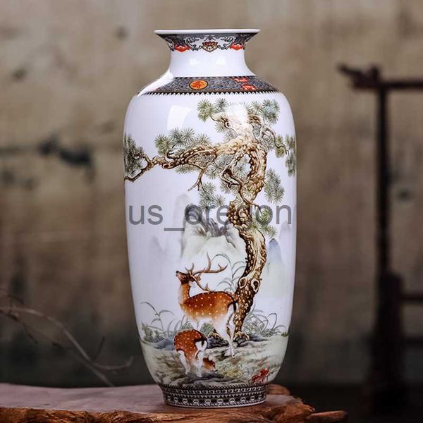 Vasos Jingdezhen Vaso De Cerâmica Vintage Chinês Tradicional Vasos Decoração De Casa Animal Vaso Fino Superfície Lisa Artigos De Mobiliário x0630