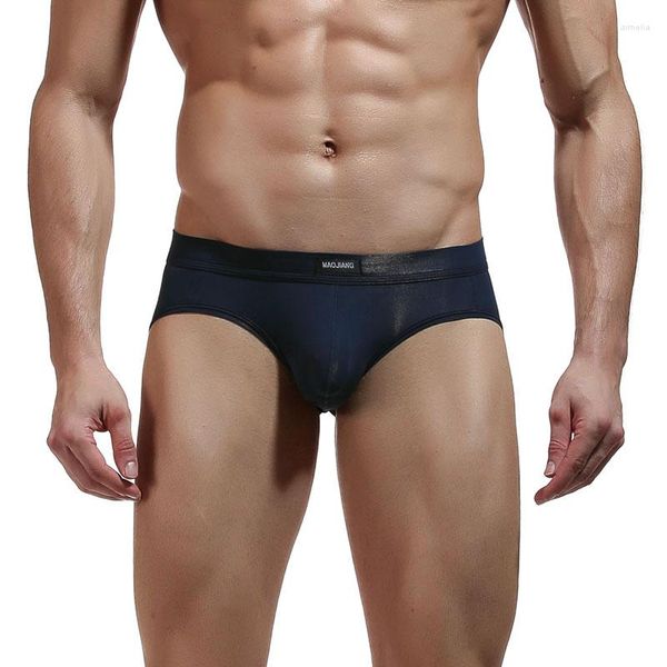 Cuecas AIIOU Engraçadas Cuecas Masculinas Novel Sexy Cuecas Ice Silk Respirável Gay Sissy Pouch T-Back Ultra-fino Para