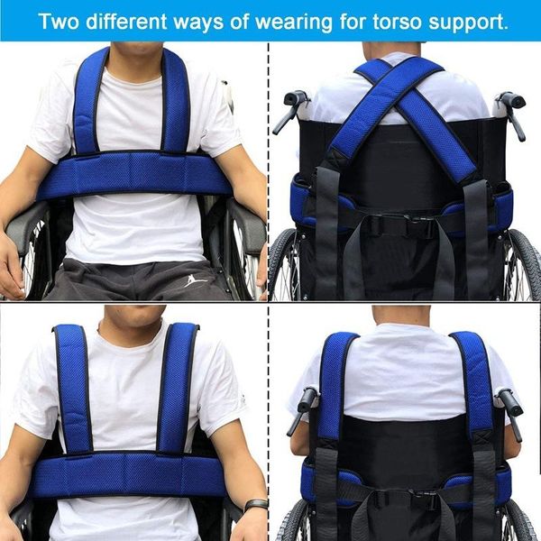 Sicurezza per sedie a rotelle a maglieria Corretta a tracolla a spalle con spallacci comodi per i pazienti anziani.