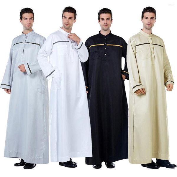 Etnik Giyim Eid Mubarak Kaftan Dubai Abaya Türkiye Müslüman Erkekler Arapça İslami Giyim Lüks Suudi Arabistan Uzun Elbise Gevşek Jubba Thobe