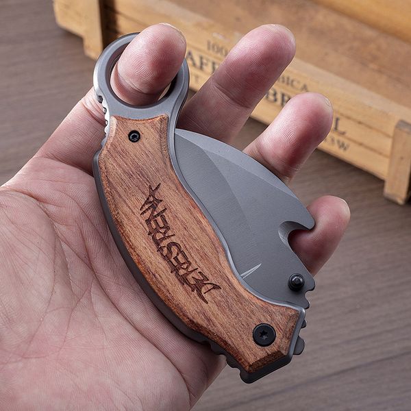 Preço de fábrica R835 Faca Karambit 440C Revestimento de Titânio Lâmina Madeira/Aço Cabo de Acampamento Ao Ar Livre Caminhadas Pesca Tactical Claw Knives EDC Tools