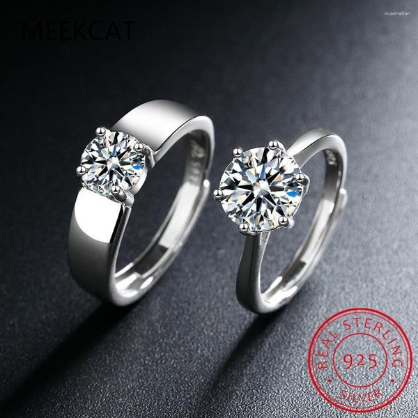 Conjuntos de anéis de noivado de prata esterlina 5 quilates Moissanite de corte redondo Lab Diamante aliança de casamento para mulheres