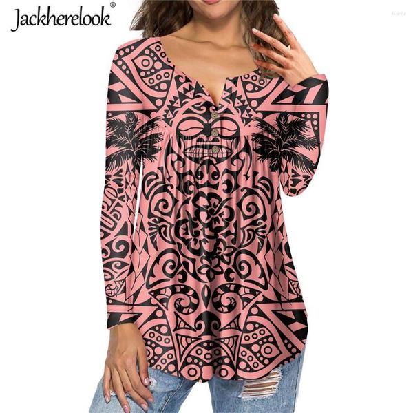 Женские блузки Jackherelook, винтажные полинезийские татуировки, брендовый дизайн, женские рубашки-туники в стиле Харадзюку, весенне-осенние женские топы, одежда Mujer