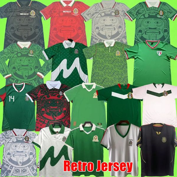Meksika Retro Futbol Formaları 1994 1999 Milli Takım Erkekler Retro uzun kollu eski futbol forması H. SANCHEZ T kaleci Üniforma Futbol forması HERNANDEZ Sweatshirt