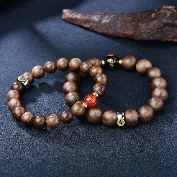 Braccialetti di fascino fatti a mano lignaloes Buddha in rilievo Bracciale Blessing Safety Amulet Bangle zodiacale per le donne uomini regalo fortunato goccia fortunata